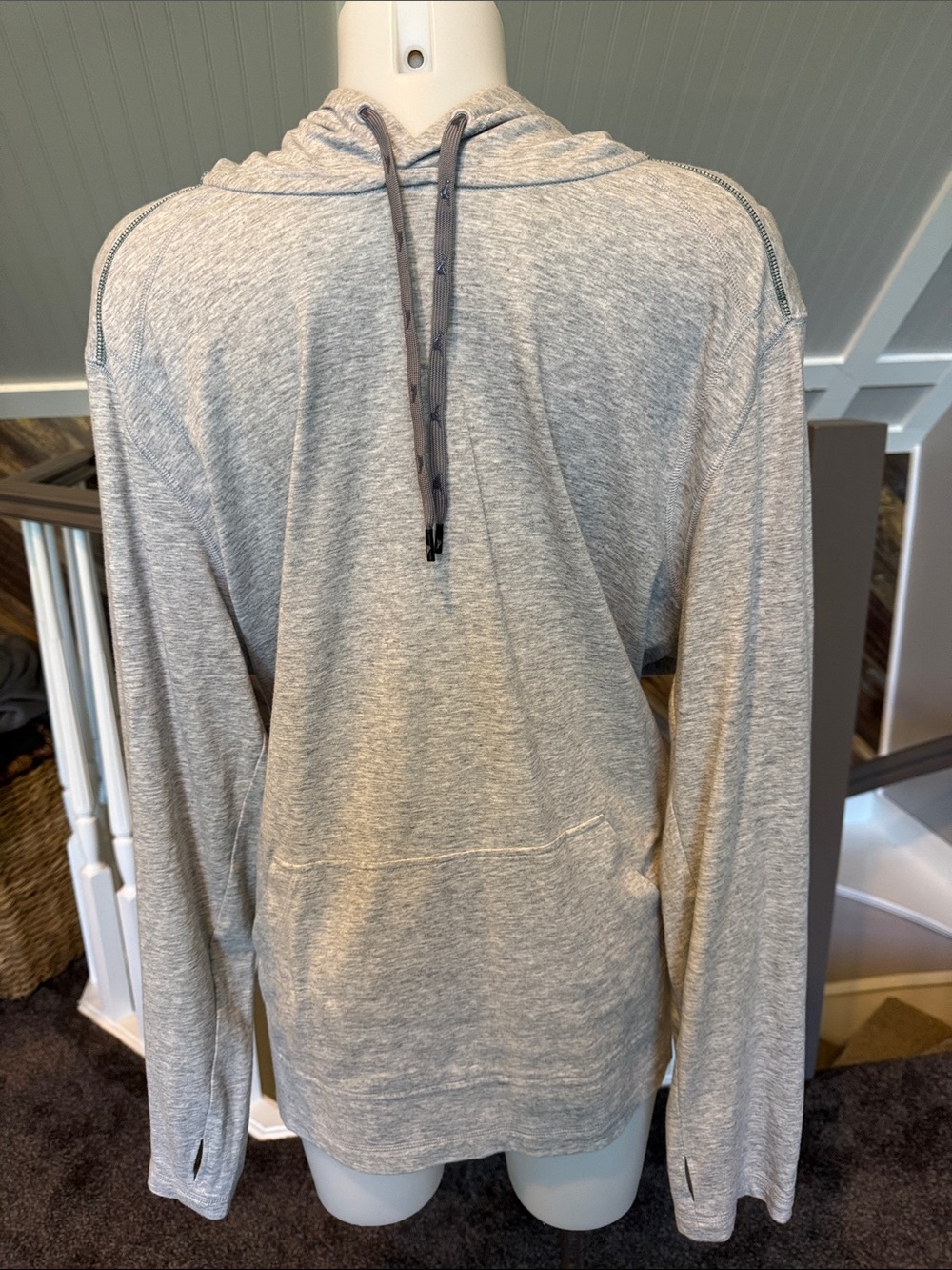 Tommy Bahama Heathered Light Gray Hooded Pullover Sweatshirt